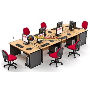 High Point One - Set Meja Kantor Beech Workstation-4