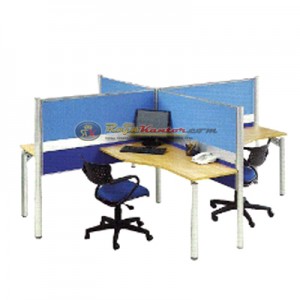 Partisi Kantor Modera Konfigurasi 4 Orang (Warna Biru)