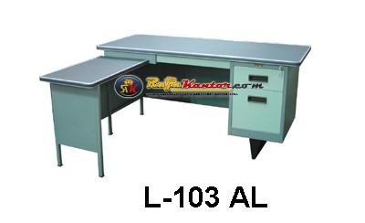 Meja Kantor Lion - Meja Kantor Besi + Meja Samping type L-103 AL
