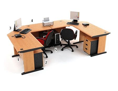 High Point Five - Meja Kantor Set Beech Workstation-5