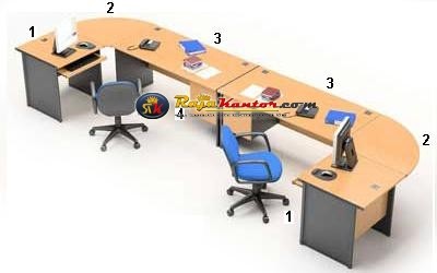 High Point One - Set Meja Kantor Beech Workstation-3