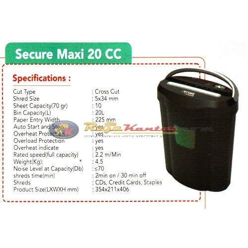 Mesin Penghancur Kertas Secure Max 20 CC