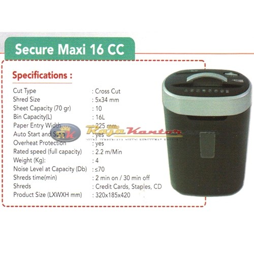 Mesin Penghancur Kertas Secure Maxi 16 CC