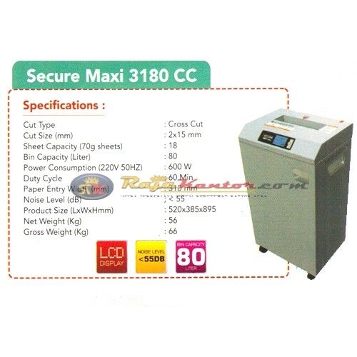Mesin Penghancur Kertas Secure Maxi 3180 CC