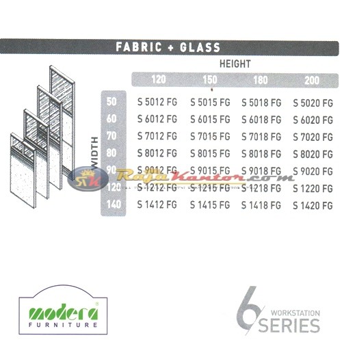 Modera 6 Workstation Series Fabric + Glass