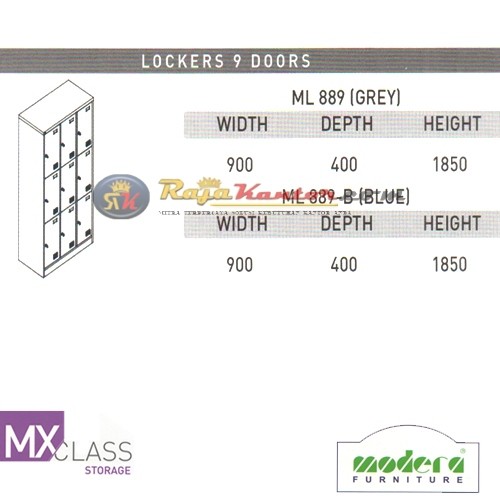 Modera MX Class Locker 9 Pintu ML 889 (Grey), ML 889-B (Blue)