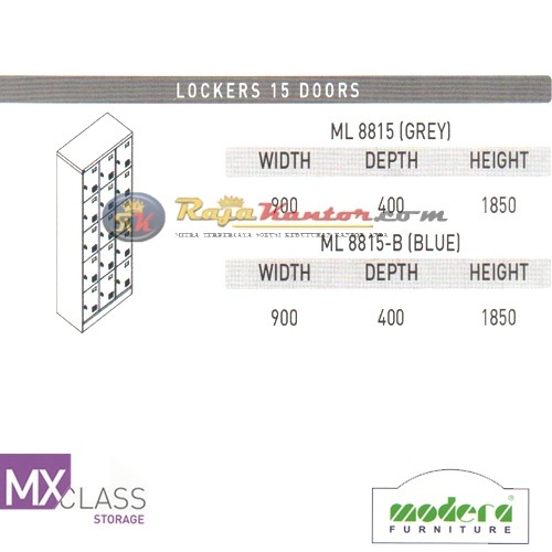 Modera MX Class Locker 15 Pintu ML 8815 (Grey), ML 8815-B (Blue)