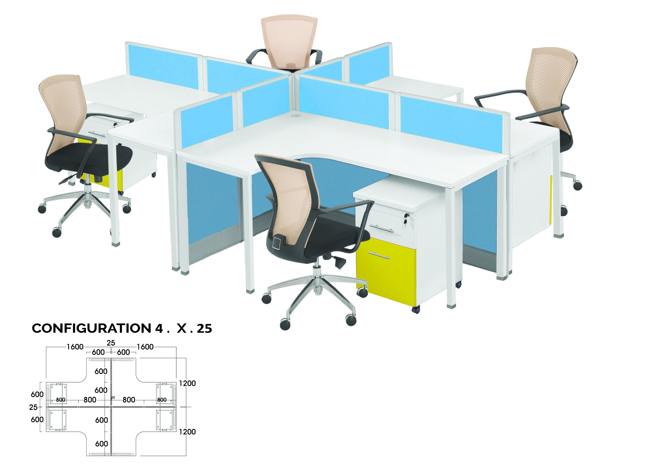 Partisi Kantor Ichiko 4 Configuration X 25