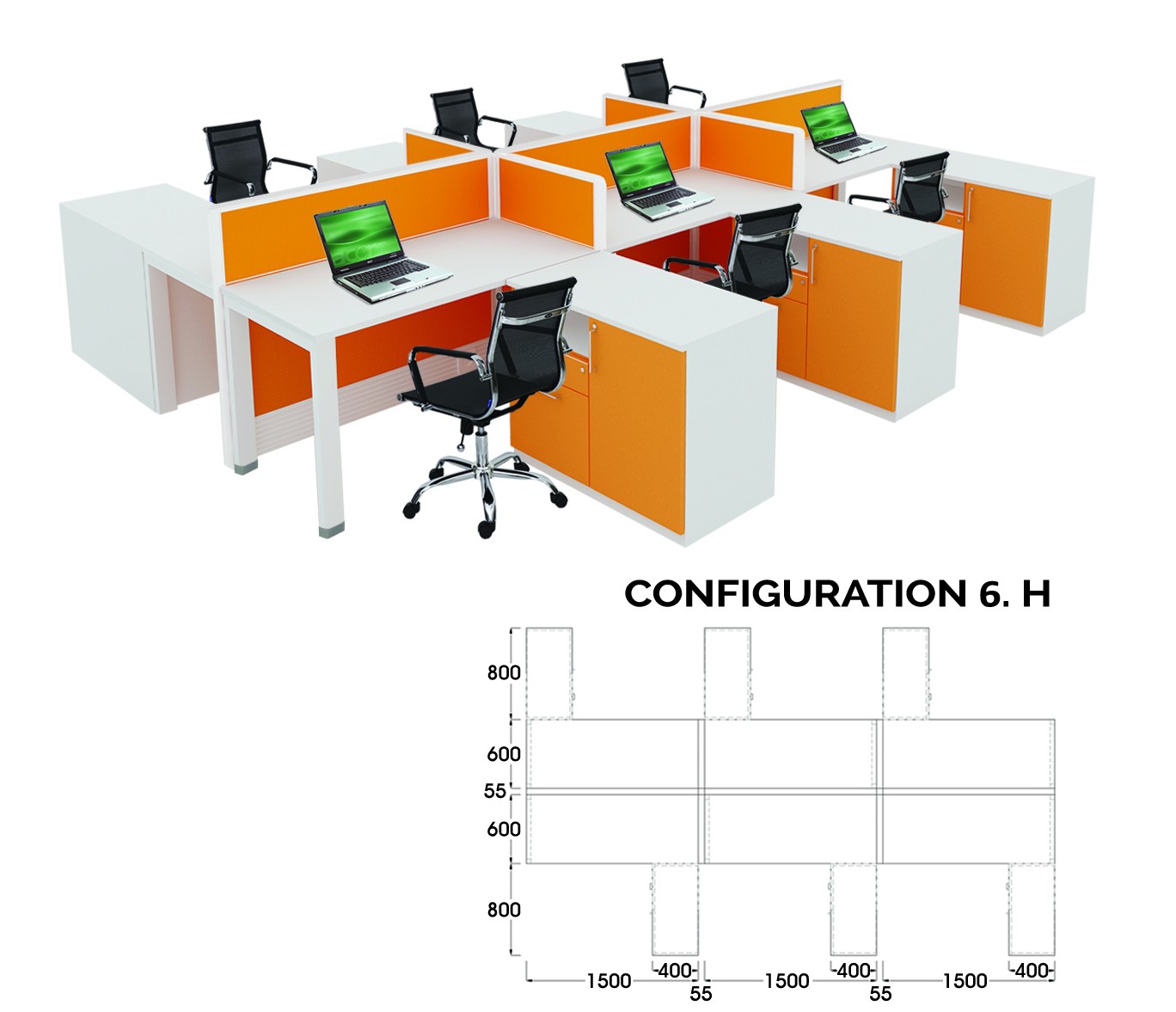 Partisi Kantor Ichiko 6 Configuration H