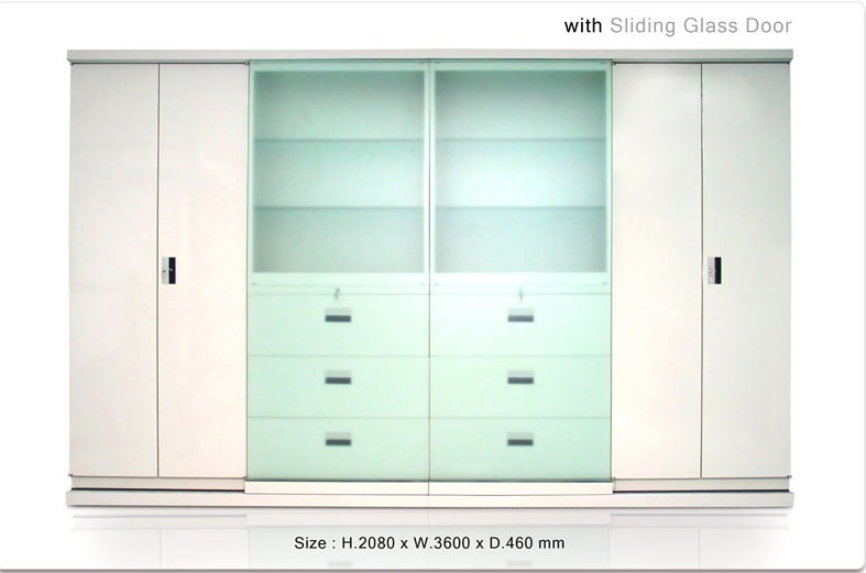 Lemari File Besi Alba With Sliding Glass Door