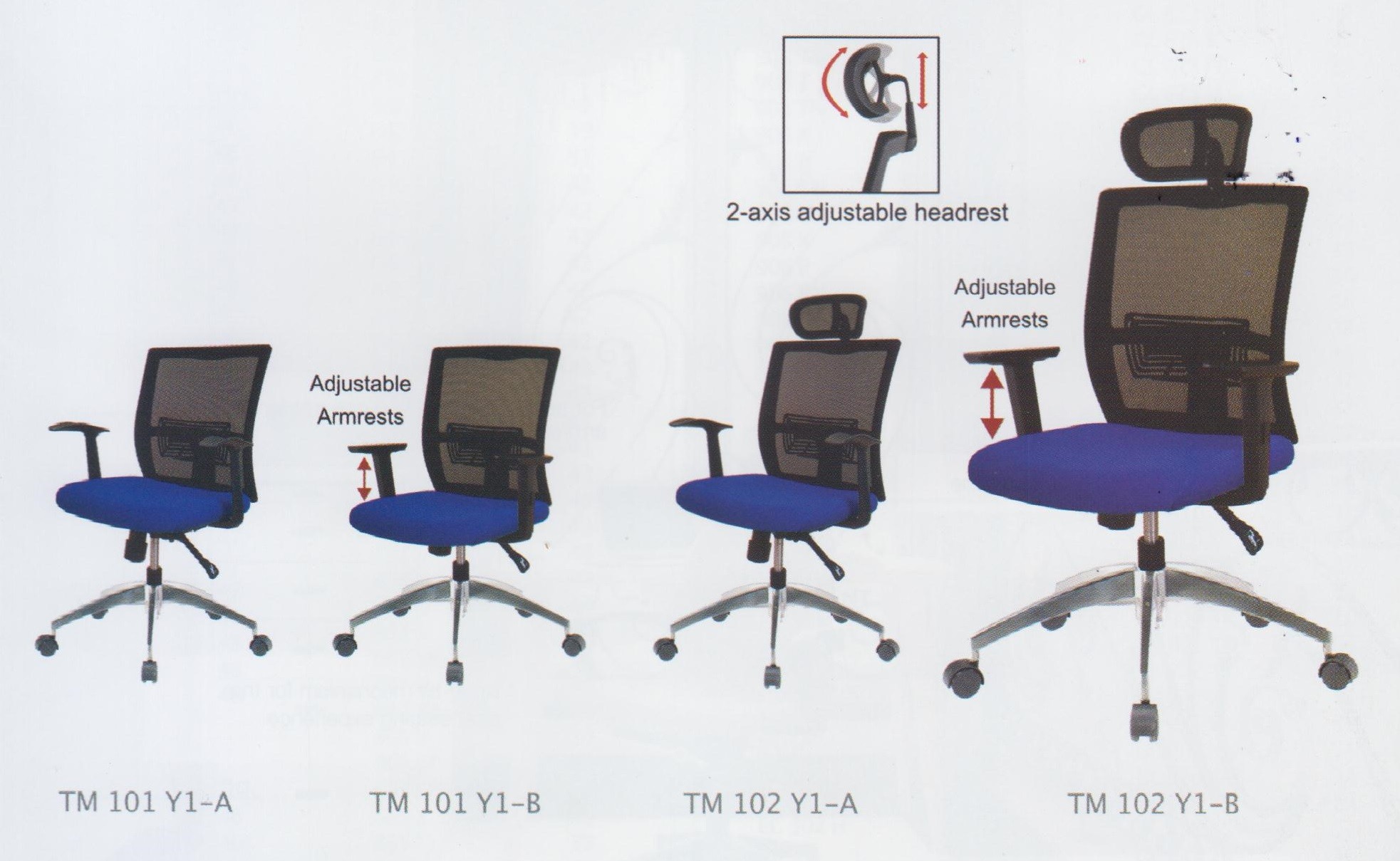 Kursi Kantor Ergotec TM 102 Y1-B (Adjustable Armrests)