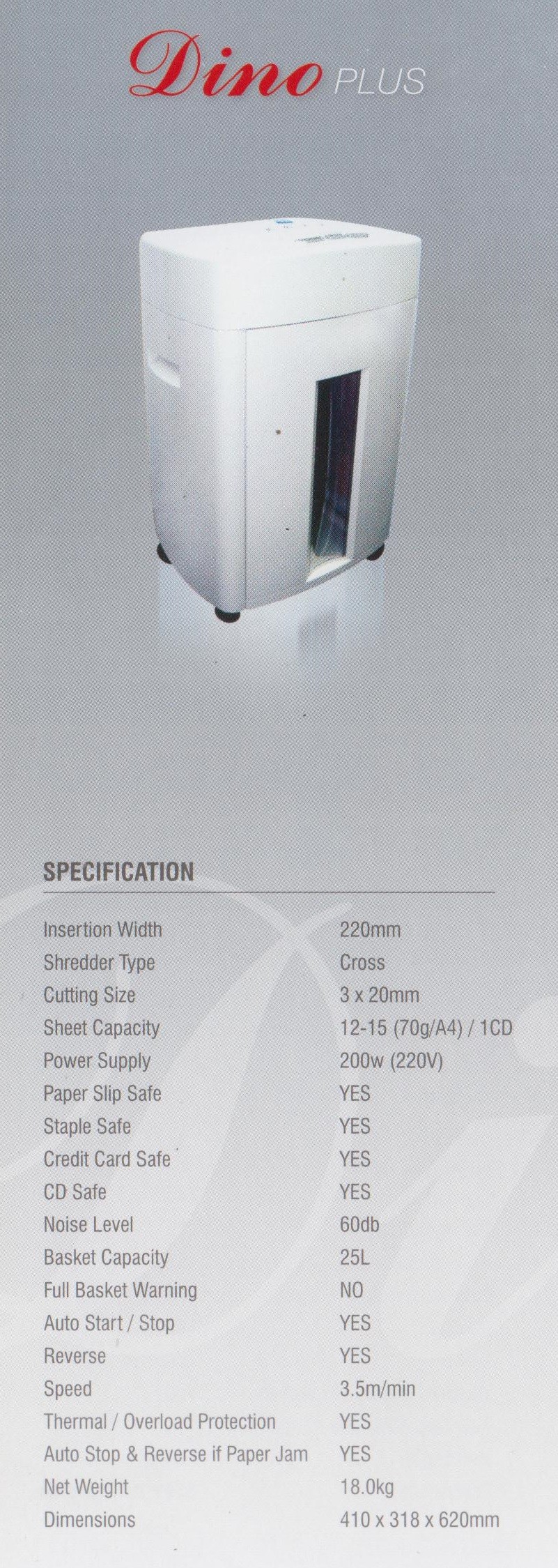 Mesin Penghancur Kertas Dino Plus