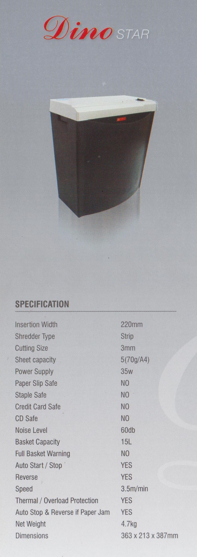 Mesin Penghancur Kertas Dino Star