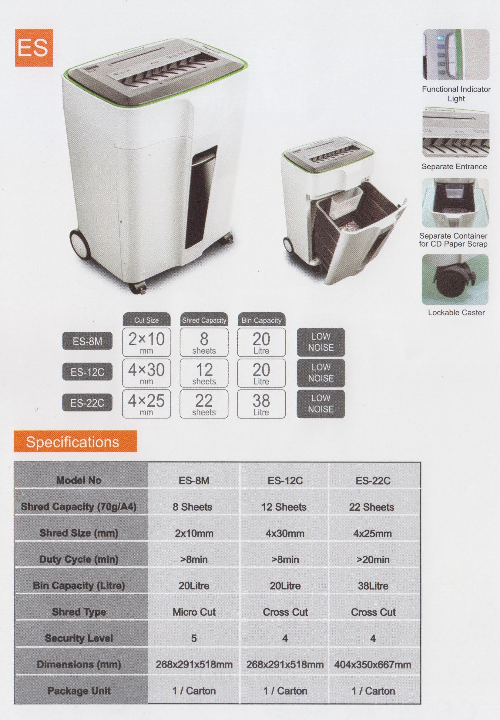 Mesin Penghancur Kertas Ishred ES-22C