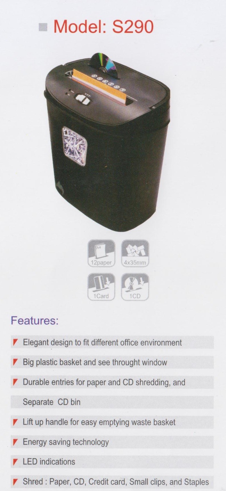 Mesin Penghancur Kertas Promaxi S290