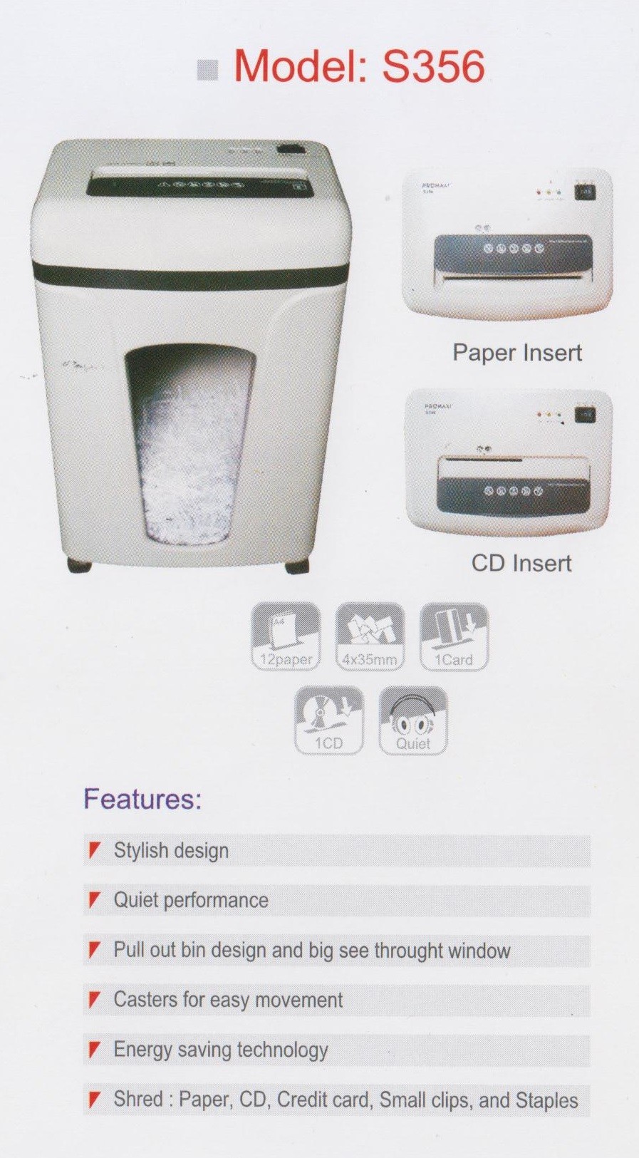 Mesin Penghancur Kertas Promaxi S356