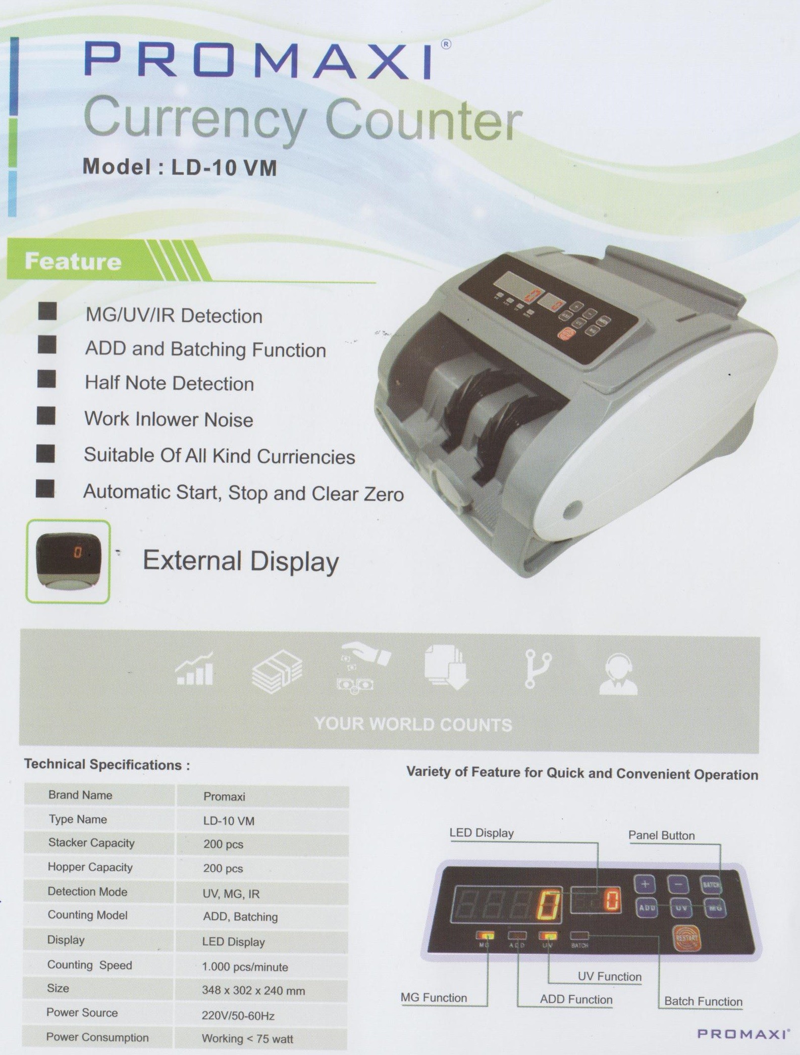 Mesin Penghitung Uang Promaxi LD-10 VM