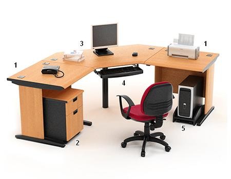 High Point Five - Meja Kantor Set Cherry Workstation-2